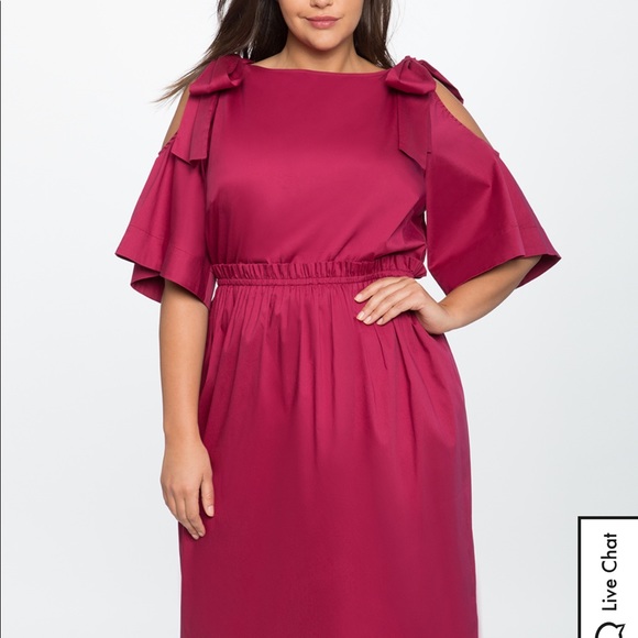 Eloquii Bow Tie Cold Shoulder Dress - Picture 2 of 9